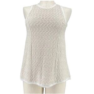 Anthropologie Postmark beige and white jacquard woven textured sleeveless tank